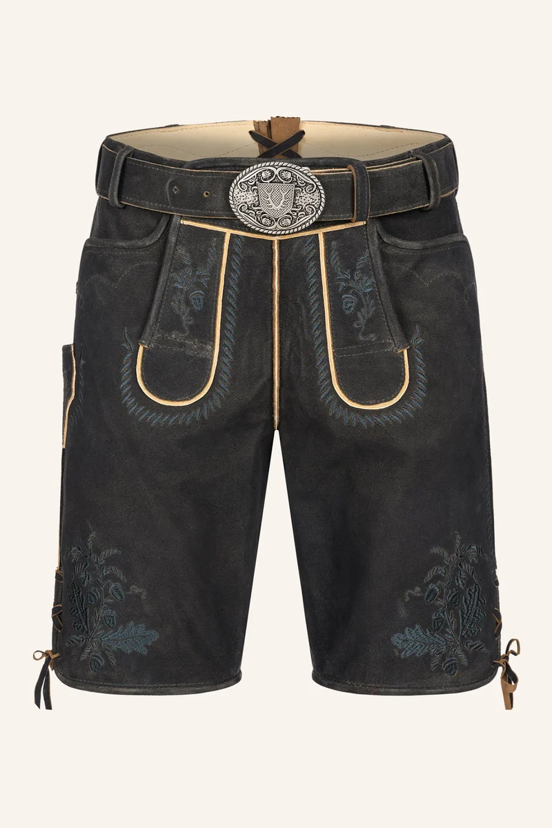 Kruger Men's Lederhosen "Edo" with Belt - Brown