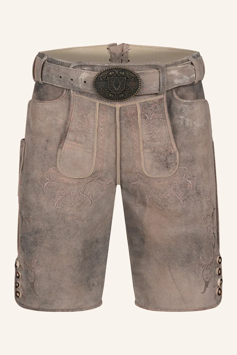 Kruger Men's Lederhosen "Delio" with Belt - Brown
