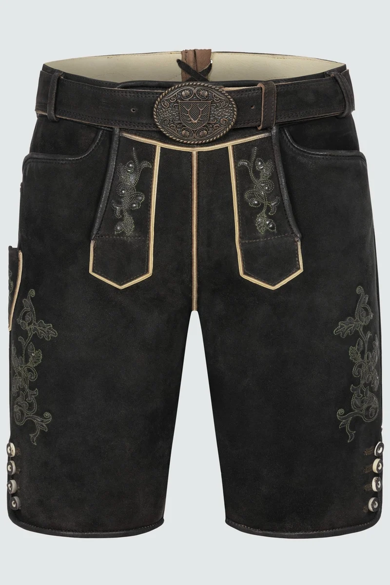 Kruger Men's Lederhosen "Caelius" with Belt - Brown