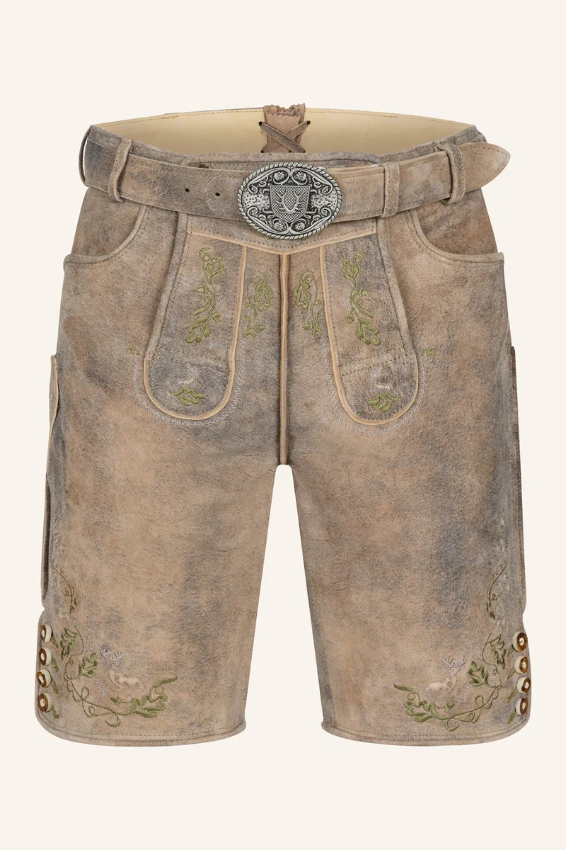 Kruger Men's Lederhosen "Arthas" with Belt - Beige
