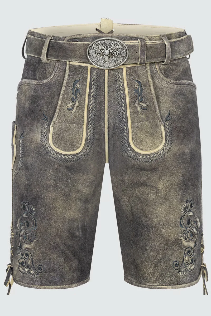 Kruger Men's Lederhosen "Gideon" with belt (light brown) size 54