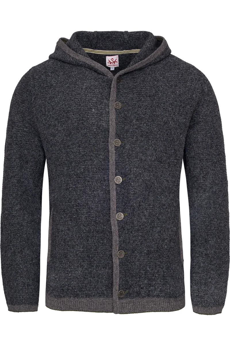 Herren Trachtenwalkjacke mit Kapuze - anthra