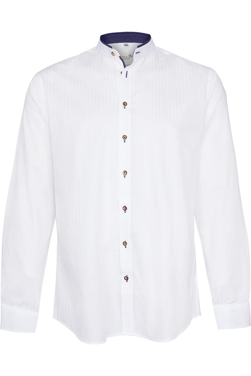 Herren Trachtenhemd Tailored Fit aus Baumwolle - weiss azur