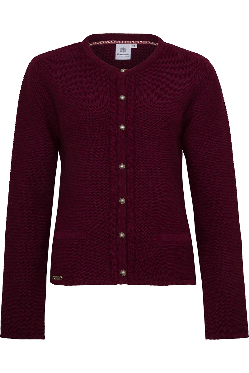 Damen Trachten Strickjacke mit Wolle - bordeaux