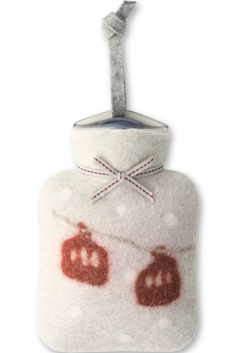 Wollfilz-Mini-Wärmflasche mit Gondelmotiv - peyote rust