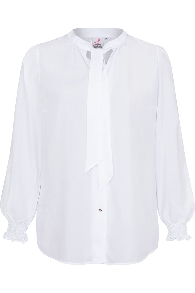 Damen Trachtenbluse mit Bindeband - weiß