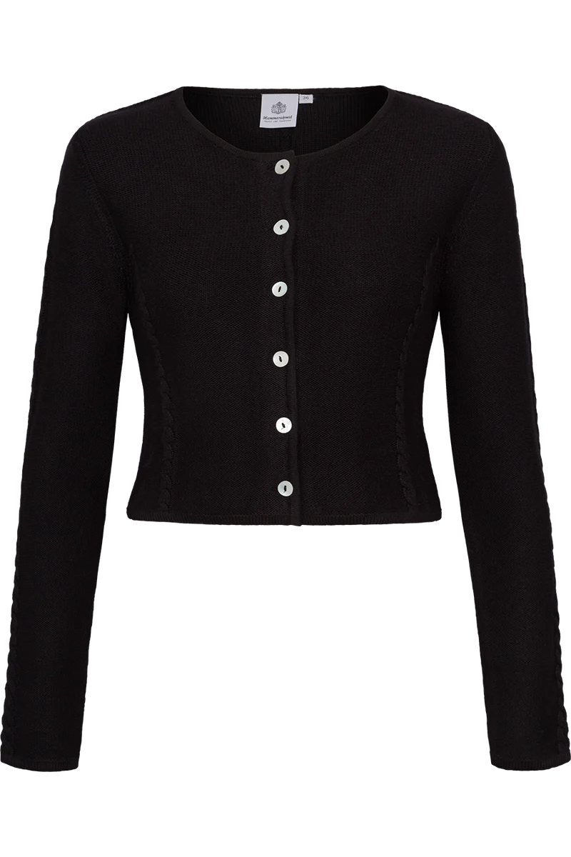 Damen Trachten-Strickjacke kurz - schwarz