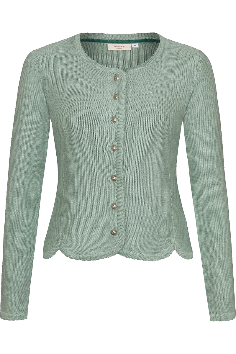 Damen Dirndljacke Strickjacke tailliert - salbei