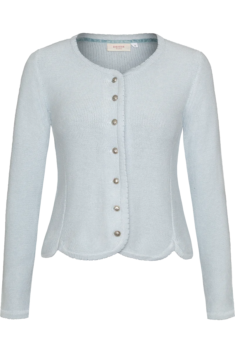Damen Dirndljacke Strickjacke tailliert - pastell blau