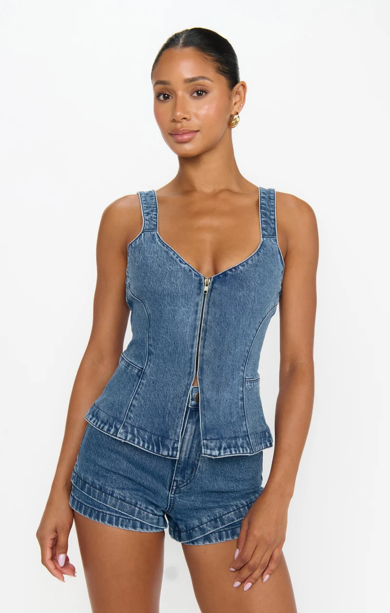 Shay Corset Top ~ Waterfall Blue