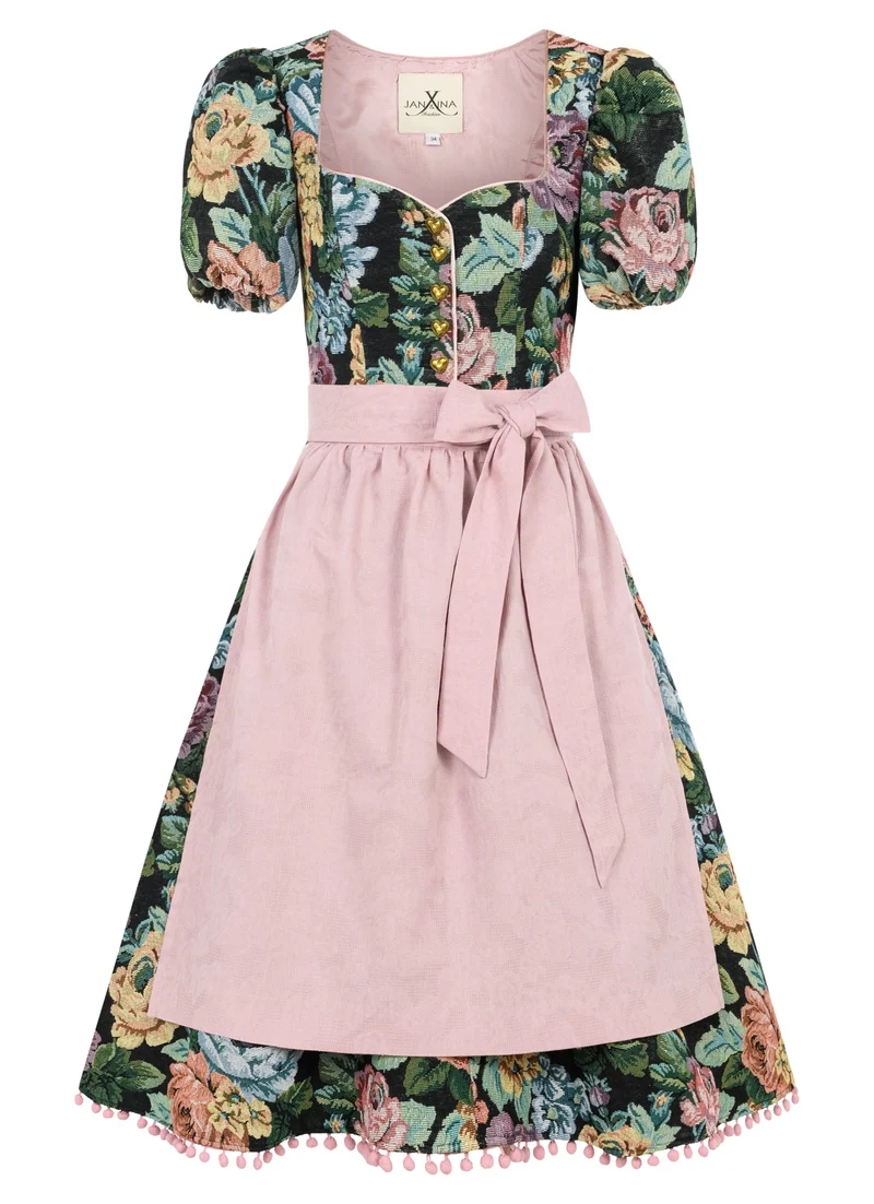 DIRNDL VINTAGE GOBELIN FLOWERS SCHWARZ/ ALTROSA