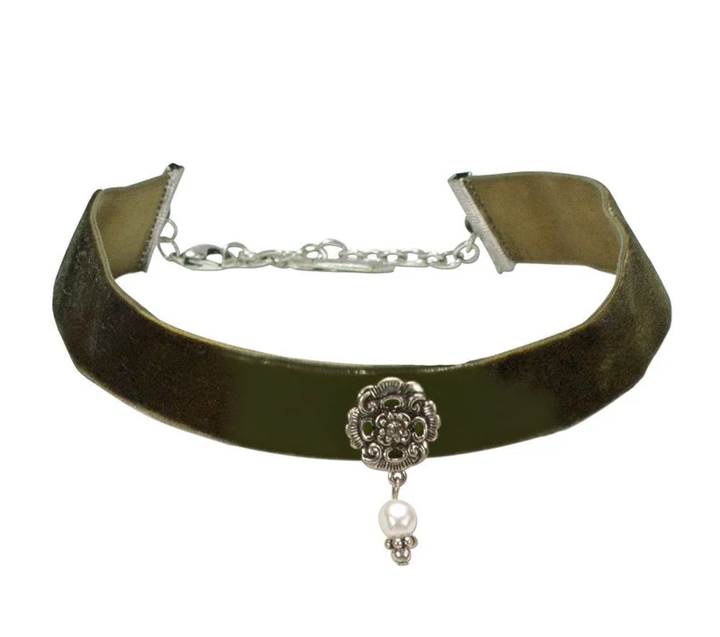 Trachten Kropfband mit Ornament olive grün