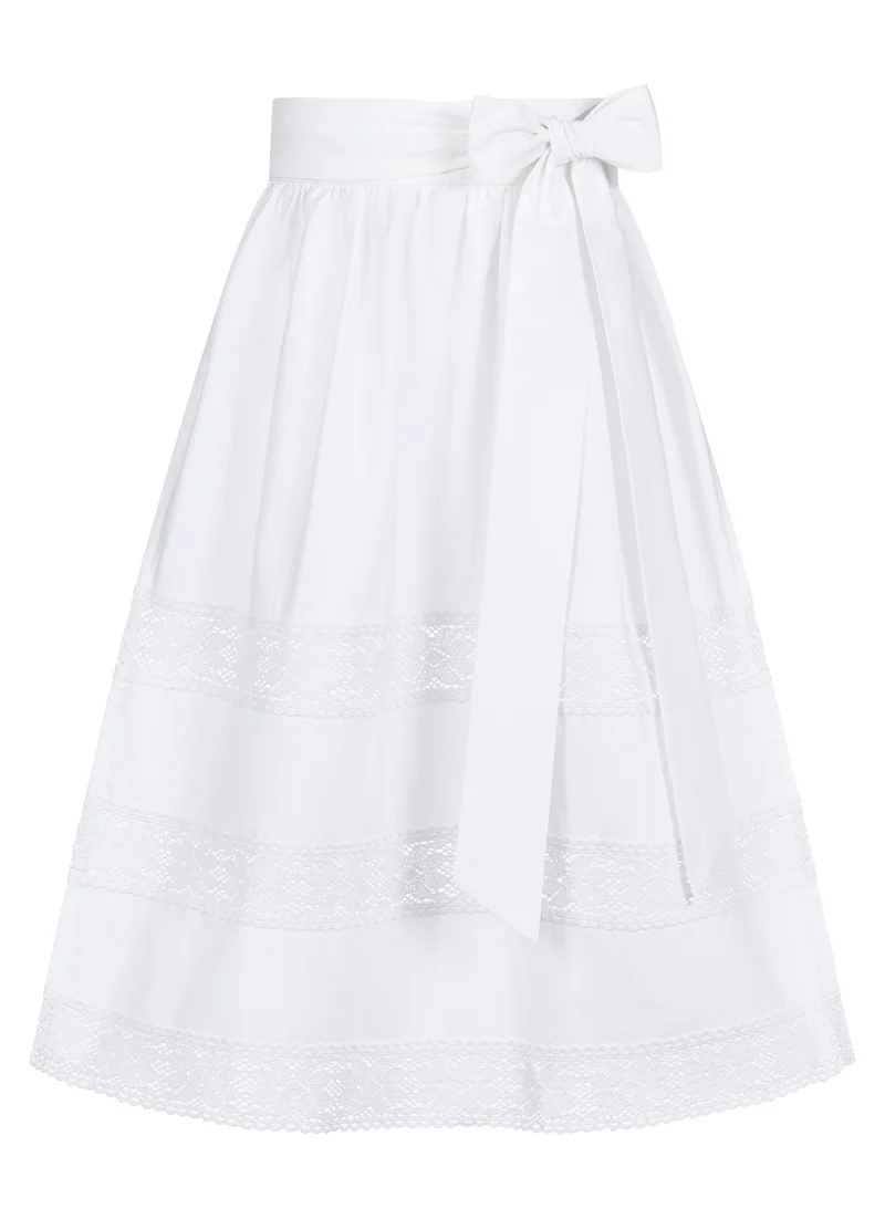 EINZELSCHÜRZE BAUMWOLLE TRADITION HÄKELSPITZE WEISS