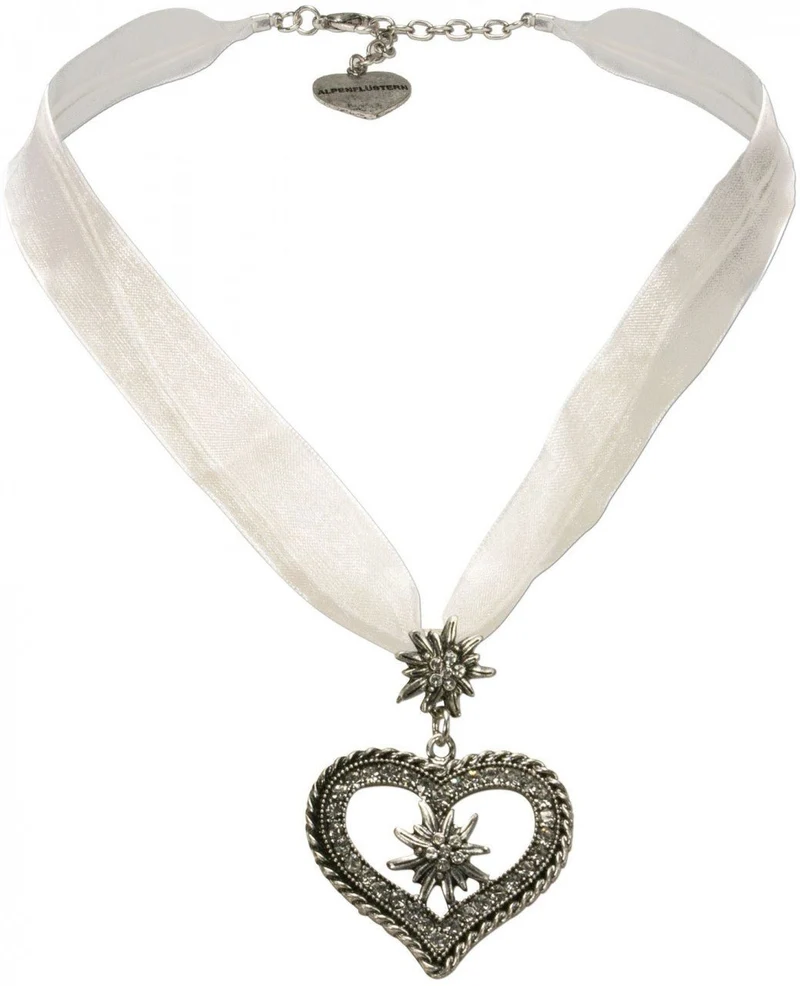 Organza Trachtenkette Maria weiß