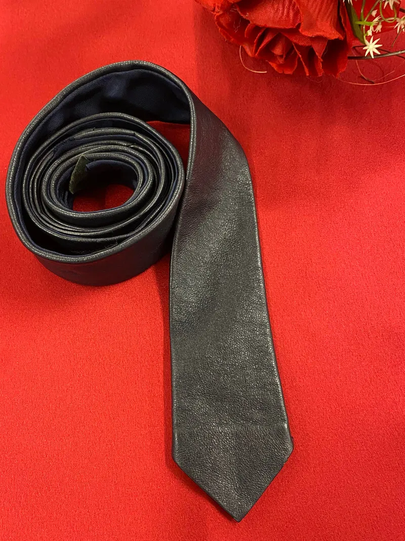 Vintage Lederkrawatte Dunkelbraun – Herren Krawatte aus echtem Leder