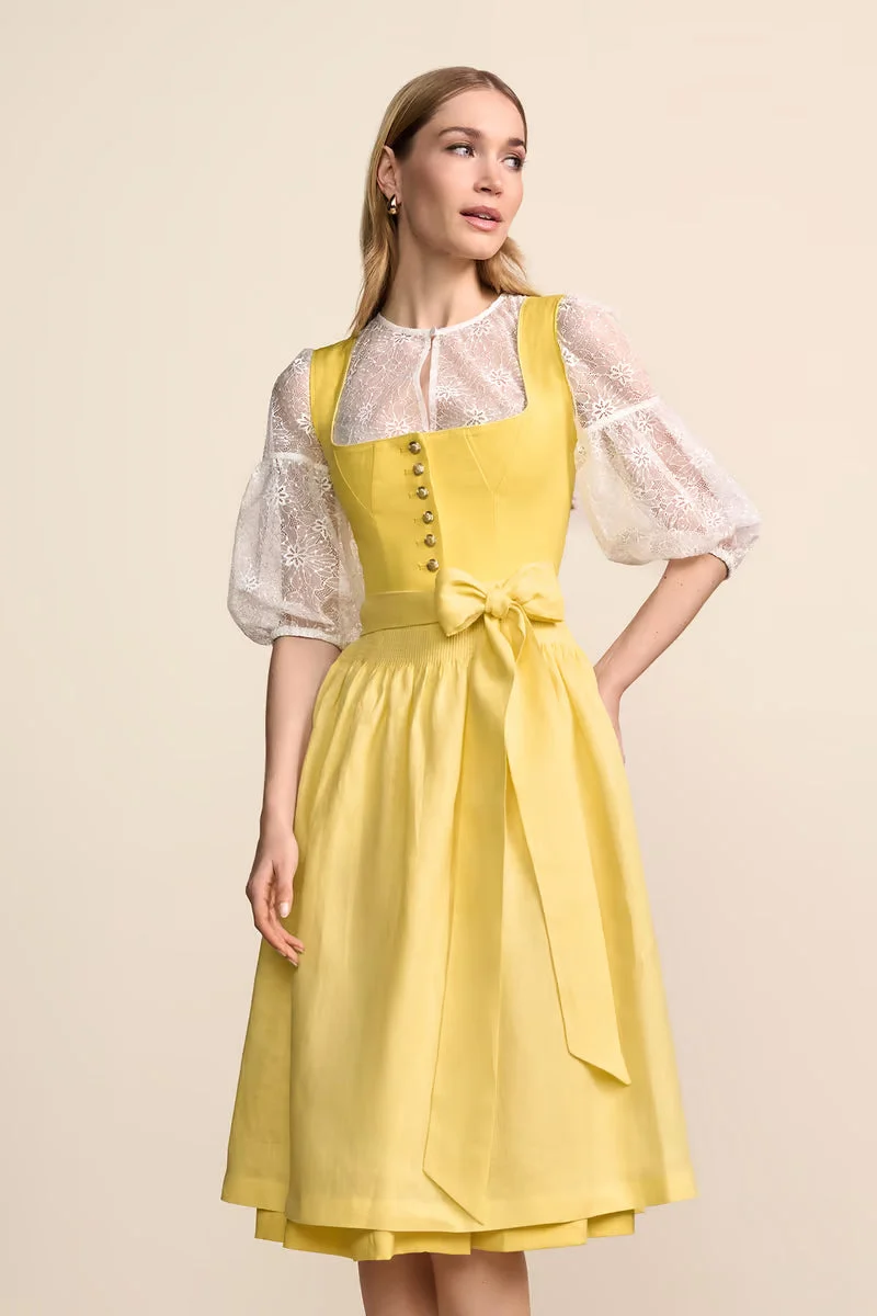 Kruger Friederike Long Dirndl, Yellow — 70cm 2pc Set