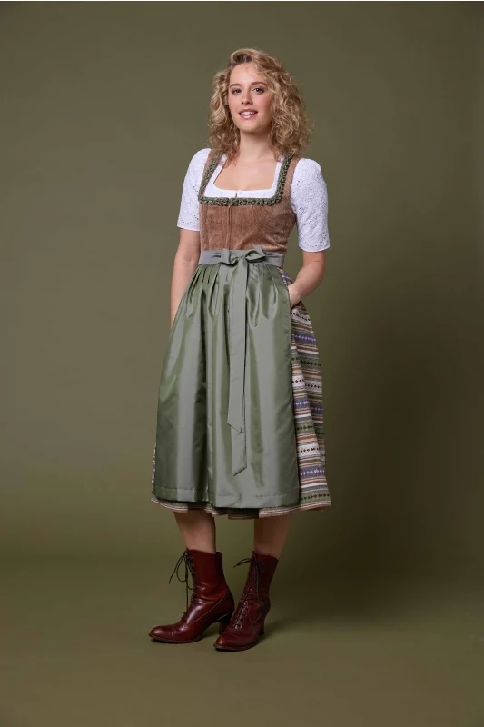 Berwin Thea Long Dirndl, Olive — 75cm 2pc Set