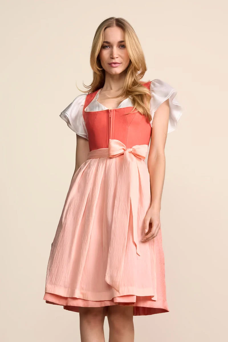 Kruger Sylphira Midi Dirndl, Coral — 60cm 2pc Set