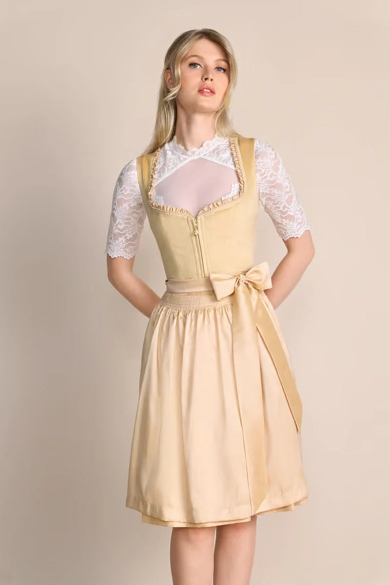 Kruger Annina Midi Dirndl, Yellow — 60cm 2pc Set