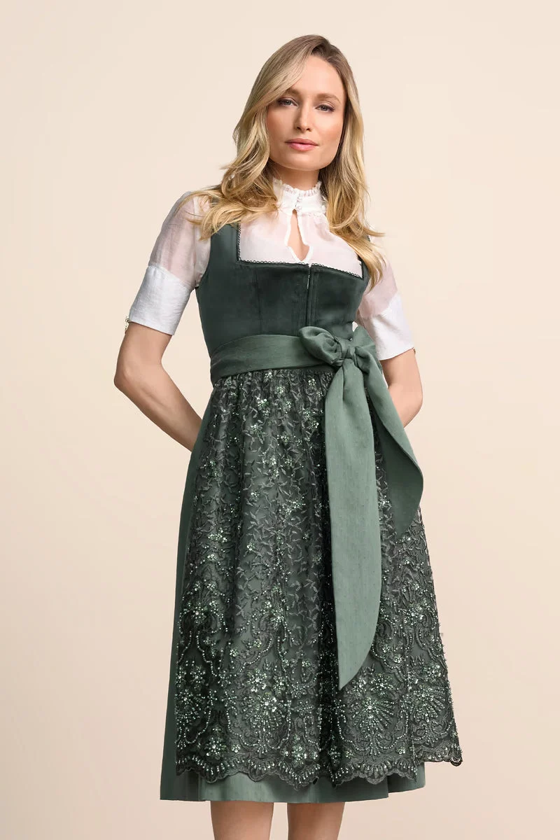 Kruger Elira Long Dirndl, Green — 70cm 2pc Set
