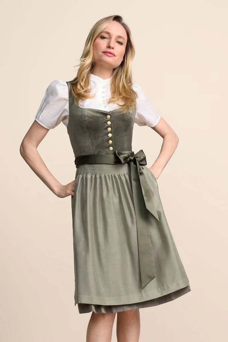 Kruger Avara Midi Dirndl, Olive — 60cm 2pc Set