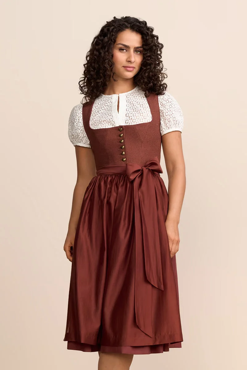 Kruger Alanna Long Dirndl, Red — 70cm 2pc Set