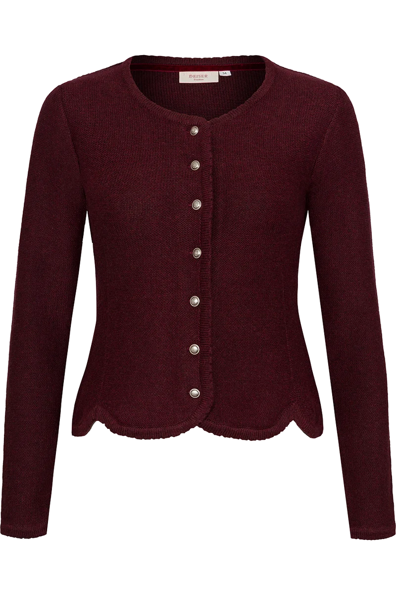 Damen Dirndljacke Strickjacke tailliert - wine