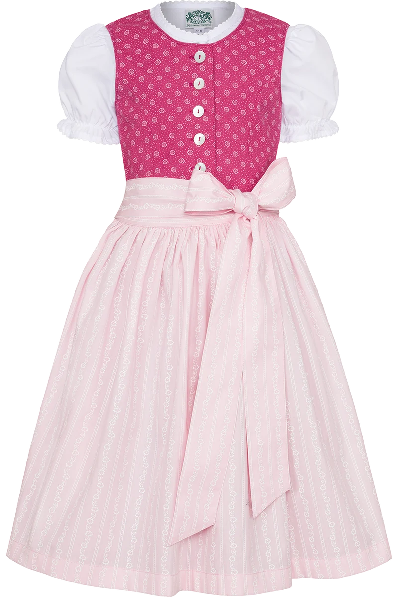 Kinderdirndl aus Baumwolle mit Bluse - pink