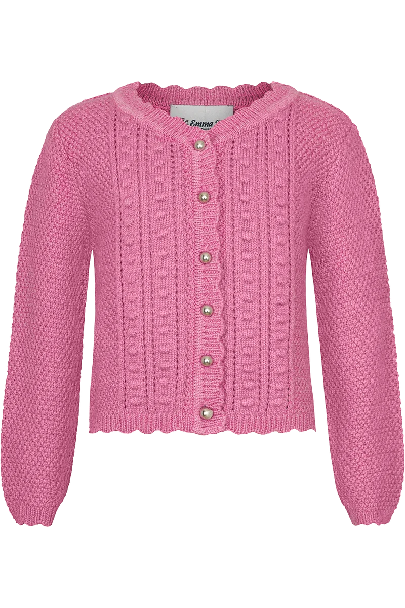 Kinder Trachten-Strickjacke mit Baumwolle - himbeere