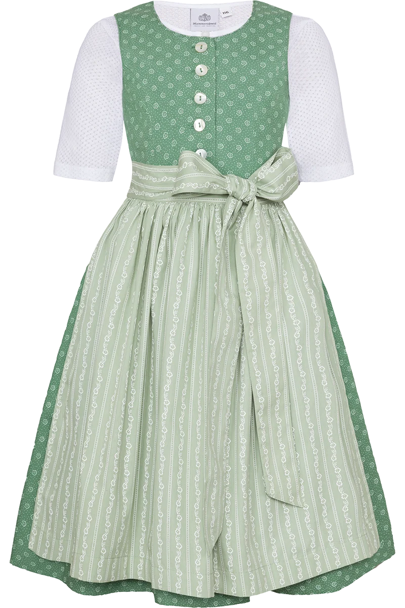 Kinderdirndl aus reiner Baumwolle - lindgrün