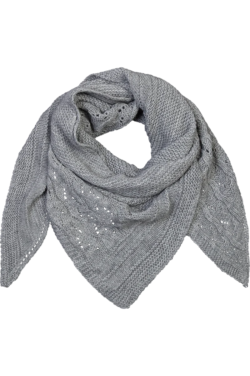 Damen Trachtenstola Dreiecks-Stricktuch mit Wollanteil - grau