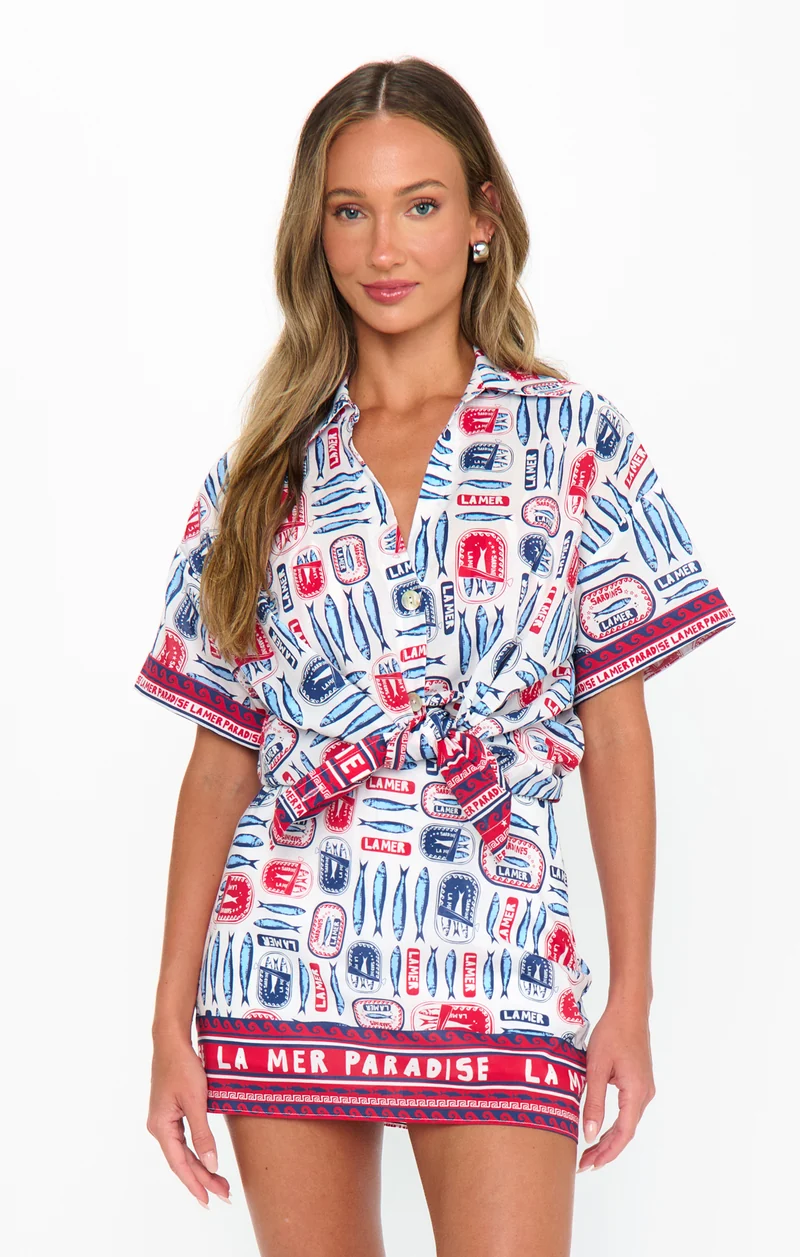 All Night Skort ~ Sardine Border