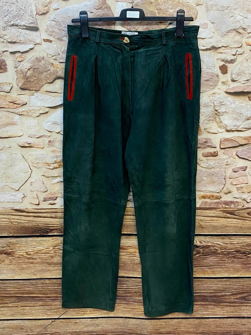 Damen Trachten-Lederhose in Dunkelgrün