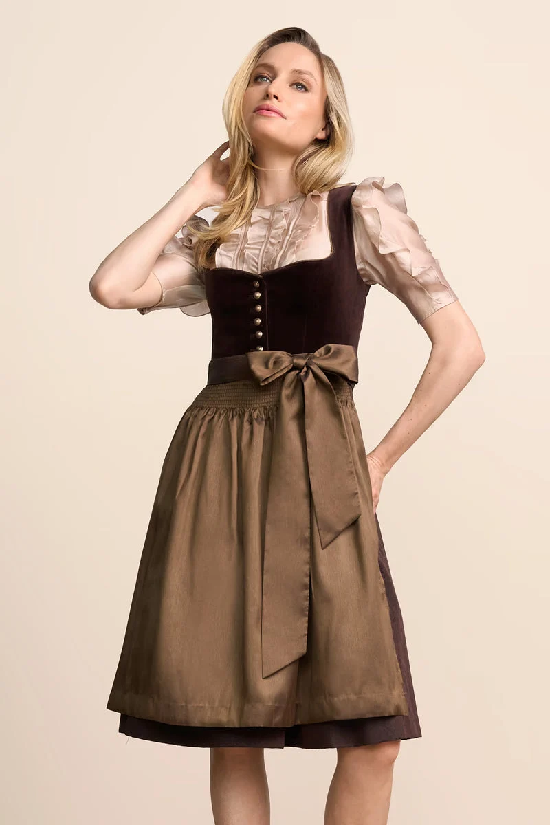 Kruger Odile Midi Dirndl, Brown — 60cm 2pc Set