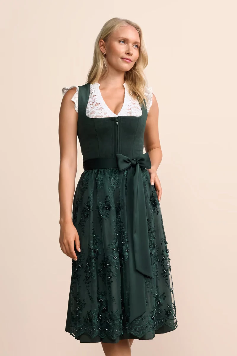 Kruger Lovira Long Dirndl, Green — 70cm 2pc Set