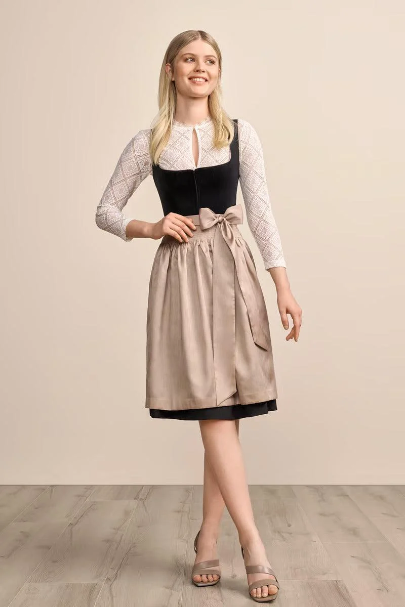 Kruger Suzanne Midi Dirndl, Black — 60cm 2pc Set