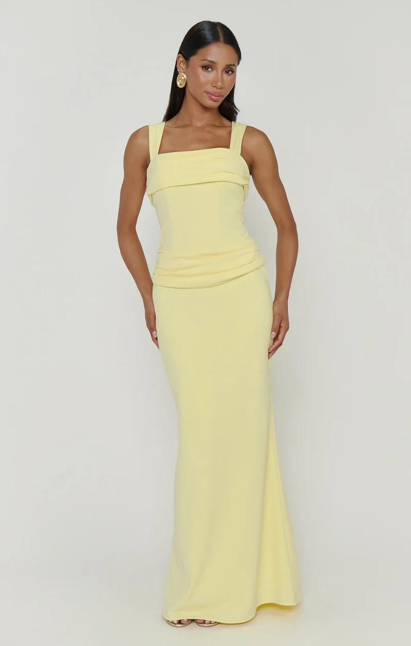 Danielle Maxi Dress ~ Pale Yellow Stretch