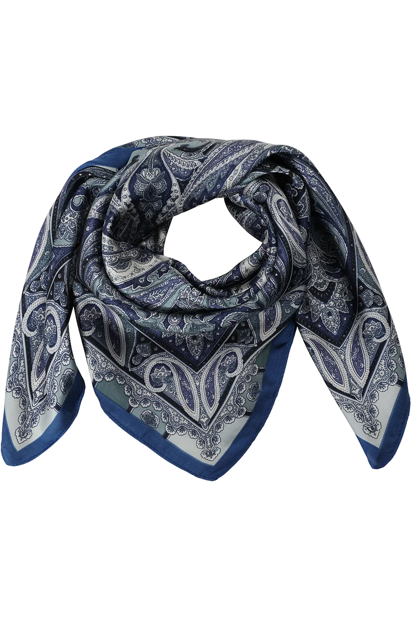 Damen Trachtentuch mit floralem Paisleymuster- azur/midnight