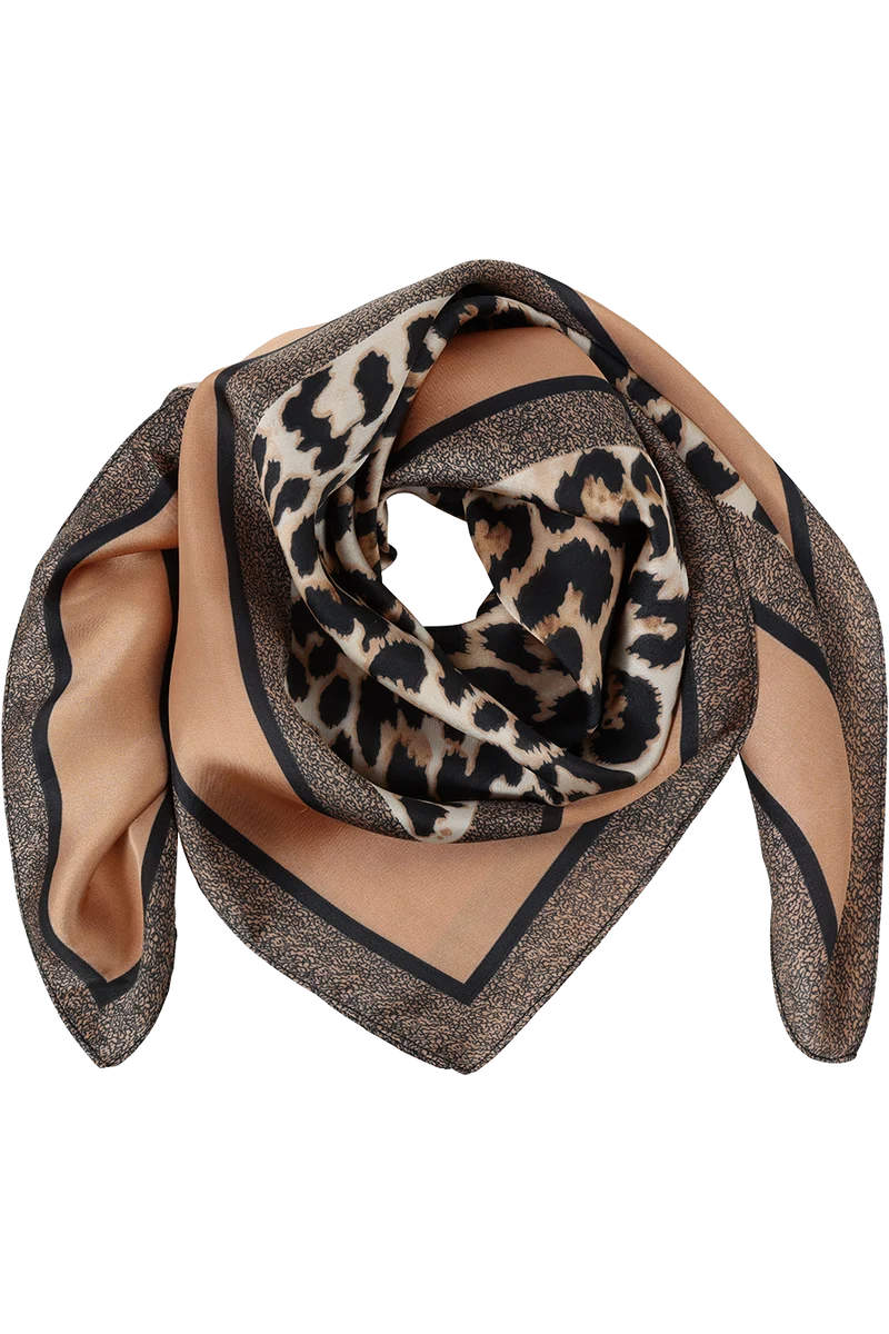 Damen Trachtentuch mit Leoprint - bronze/taupe