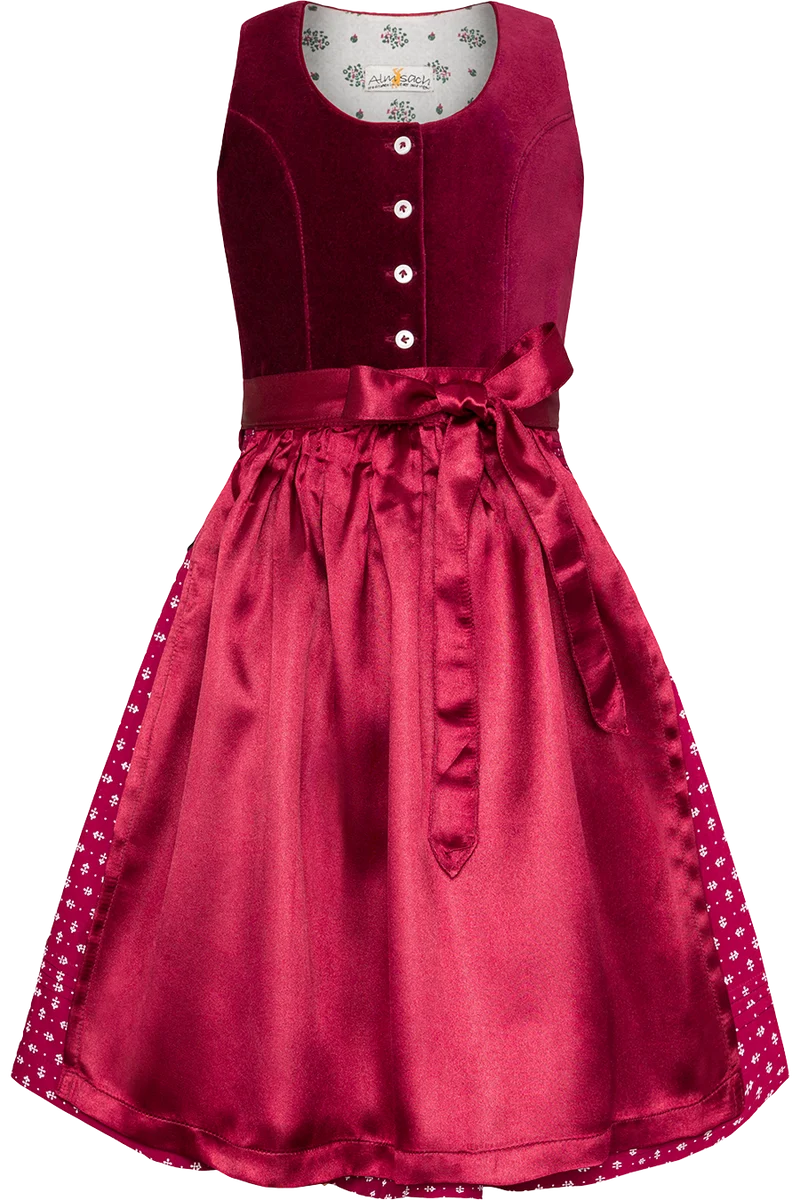 Kinderdirndl mit Samtoberteil - wine rot