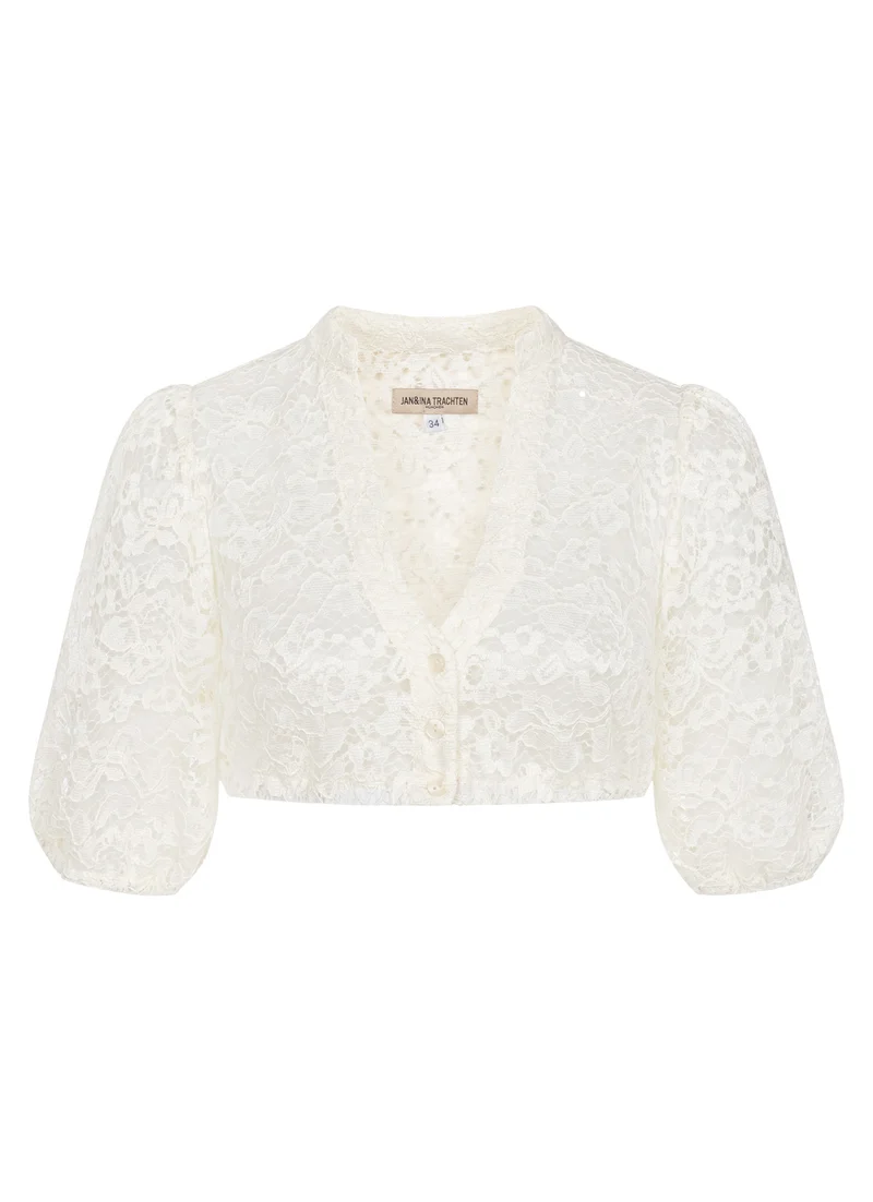DIRNDLBLUSE PUFFÄRMEL FLOWER LACE CREME