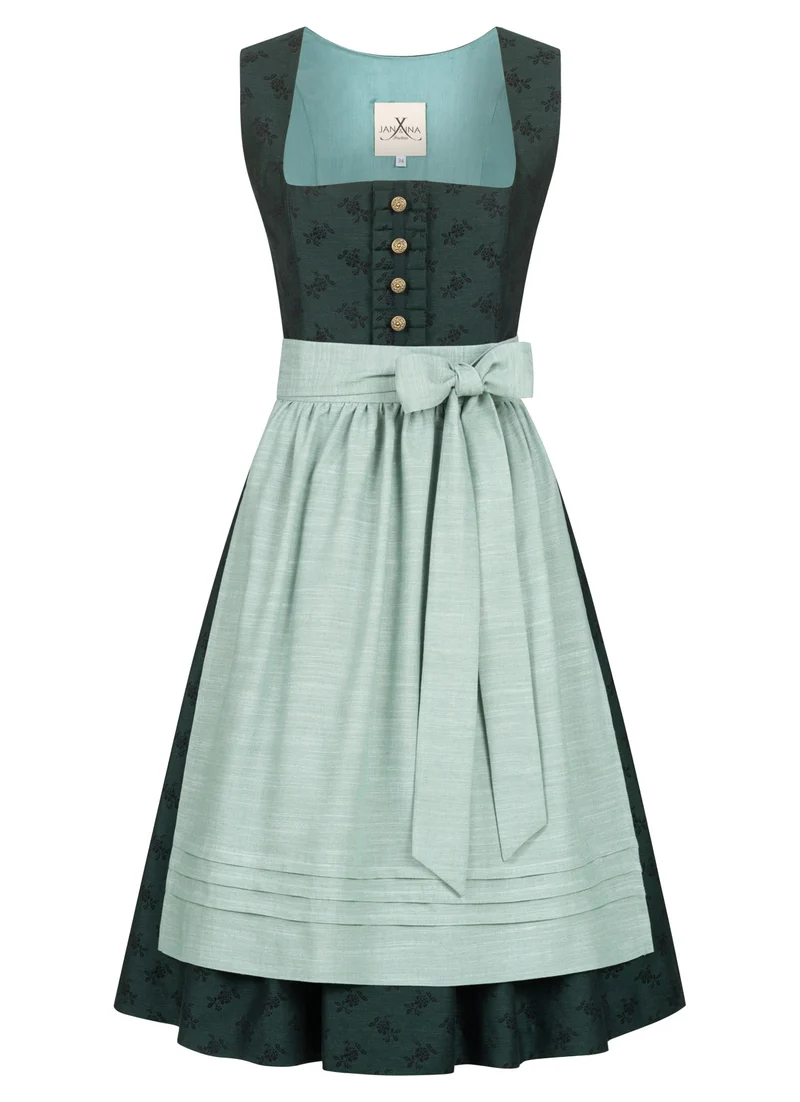 JACQUARD LEINEN DIRNDL TRADITIONAL BOUQUET SMARAGD/ EUKALYPTUS
