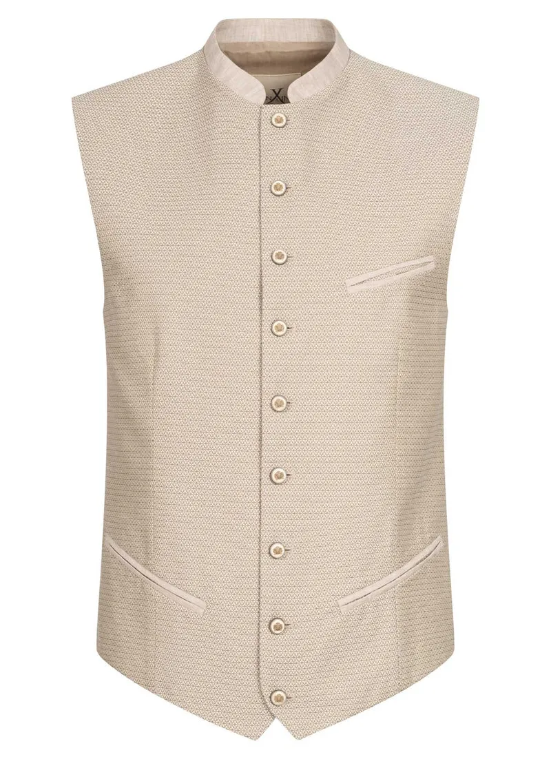 TRACHTENWESTE HOCHZEIT STEHKRAGEN RAUTE SAND/ BEIGE