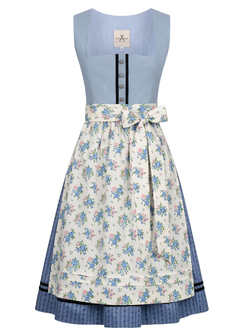 LEINEN WASCHDIRNDL VINTAGE FLORALS HELLBLAU