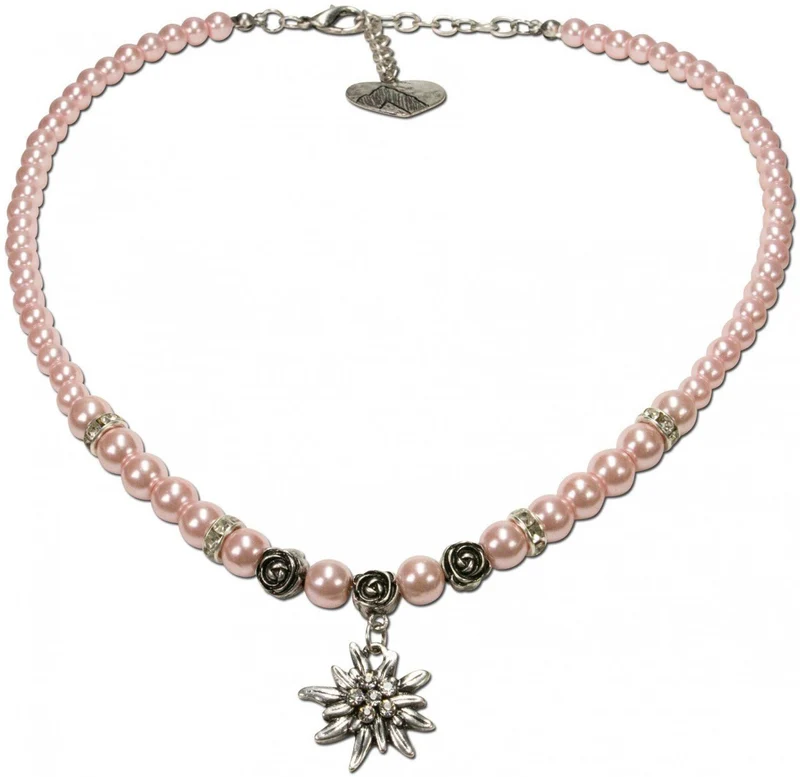 Trachtenkette kleines Edelweiß rosé