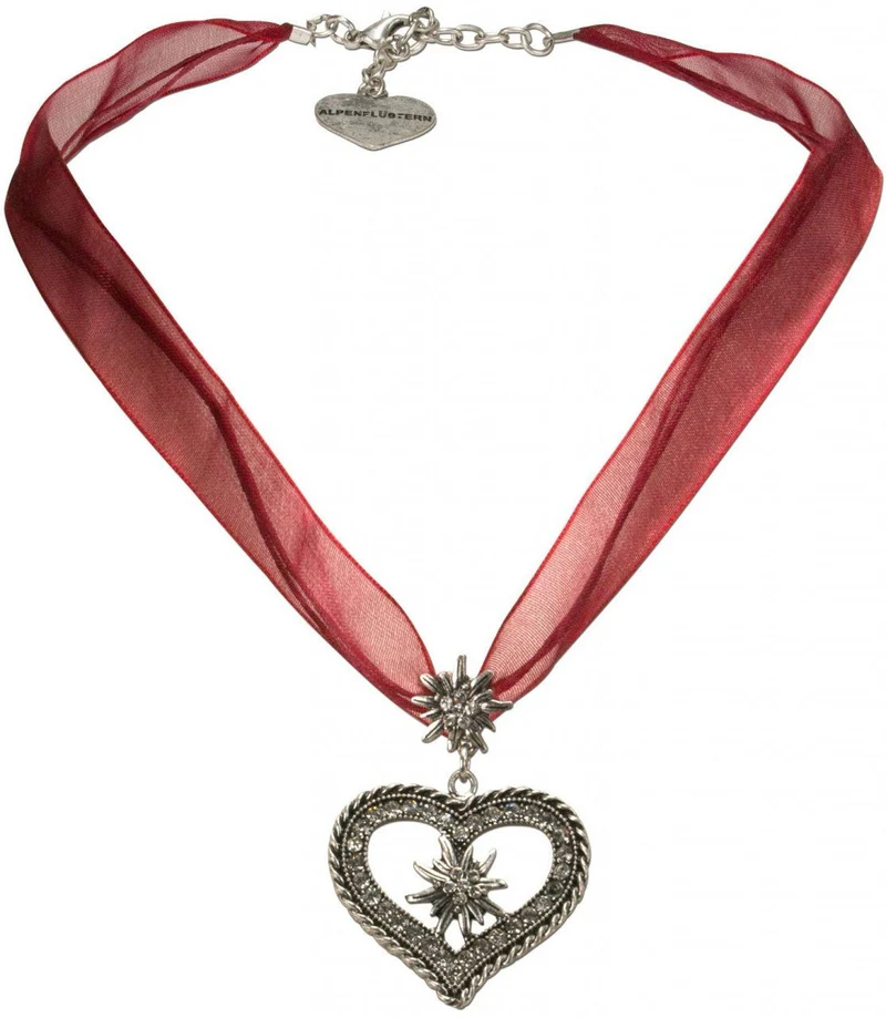 Organza Trachtenkette Maria dunkelrot