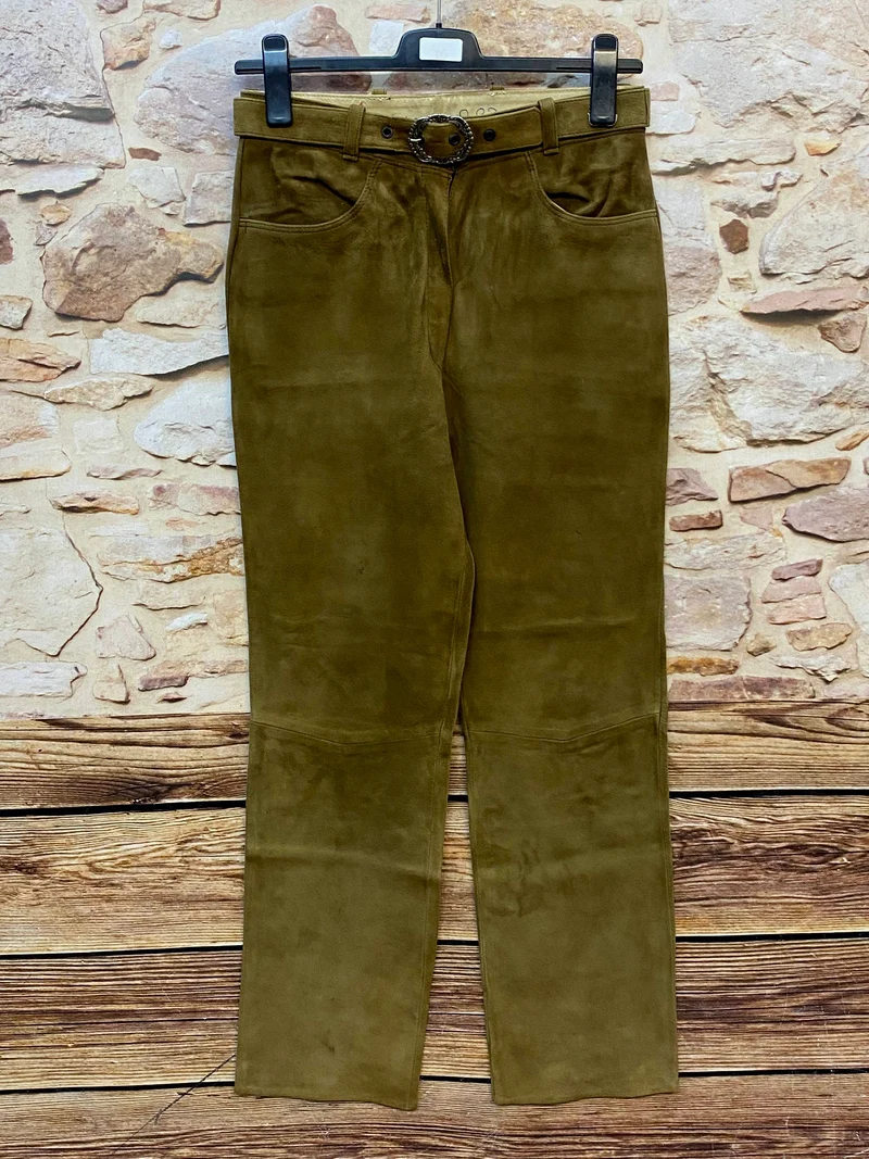 Vintage Damen Lederhose Gr. 40 – Karl Kübler Leder-Trachten in Olivbraun
