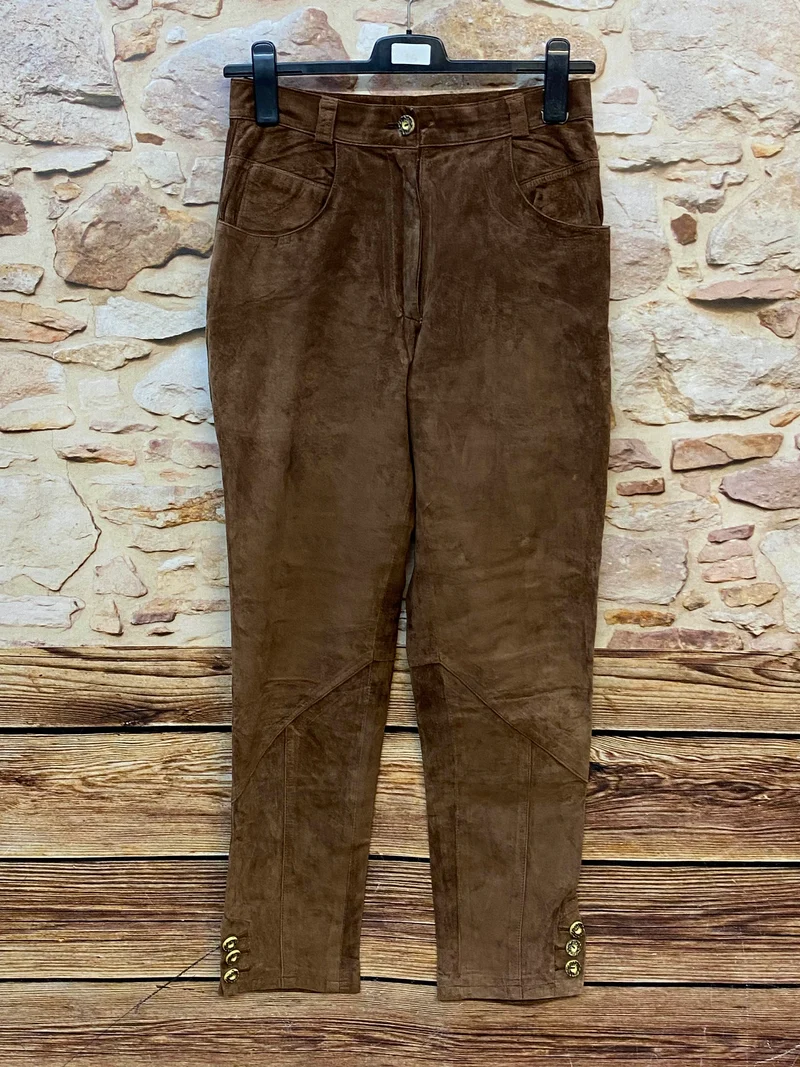 Vintage 80er/90er Damen Lederhose aus Echtleder Braun Gr. 42