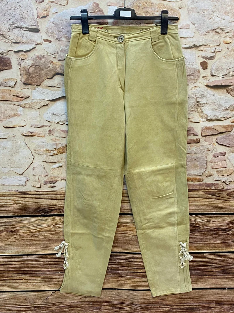Petressa Damen Lederhose Gr. 40 – lange helle Trachtenlederhose aus 100% Leder
