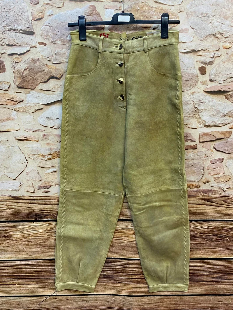 Damen Lederhose Gr. 40 – lange helle Trachtenlederhose aus 100% Leder